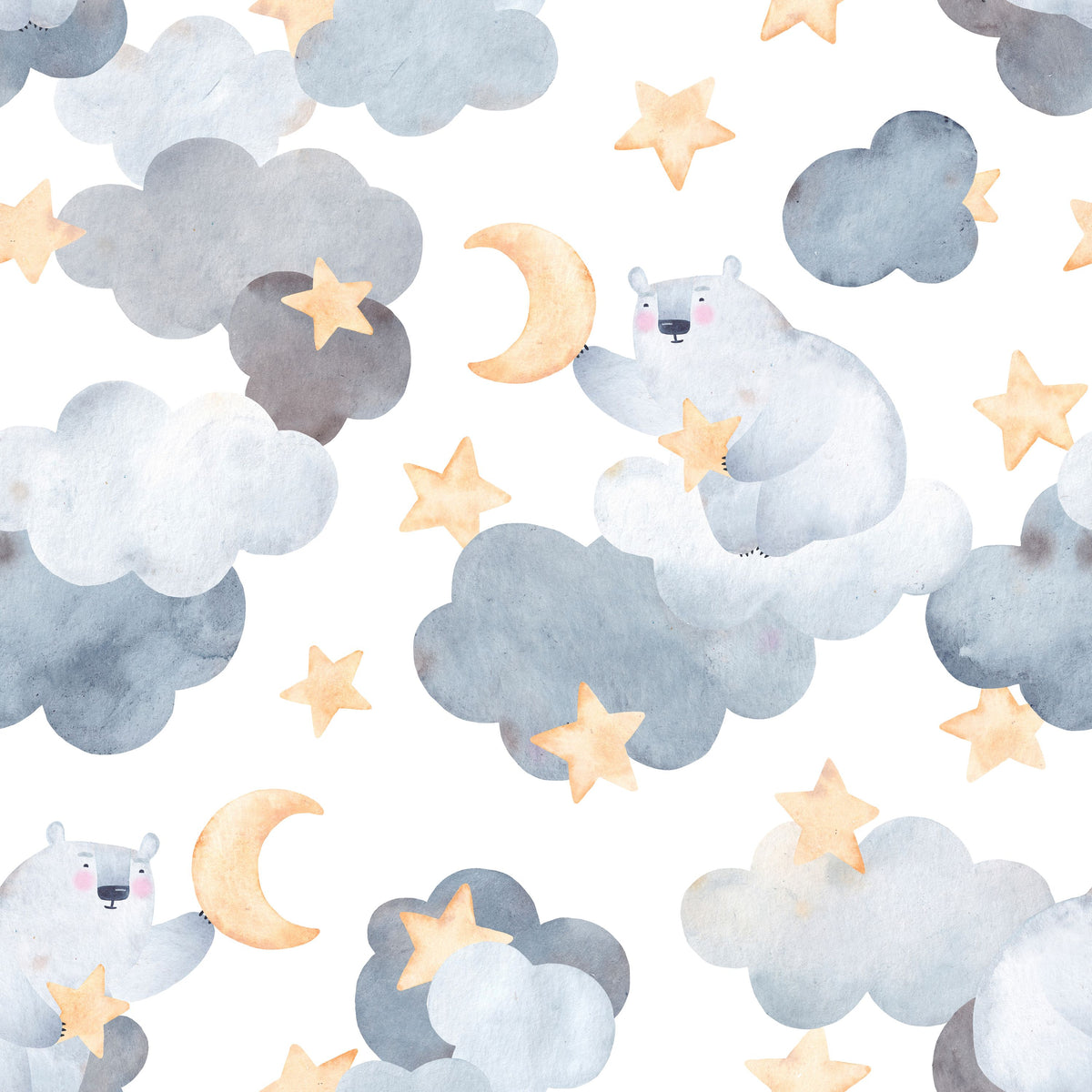 Polar Bears & Clouds Mural Wallpaper - pure wallpaper artwork