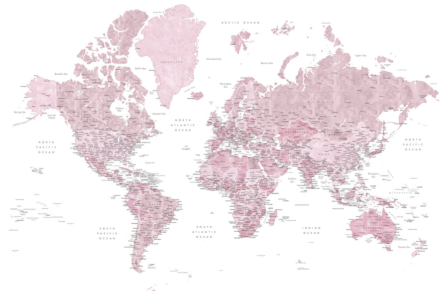 World Map Cities - Melit Mural Wallpaper