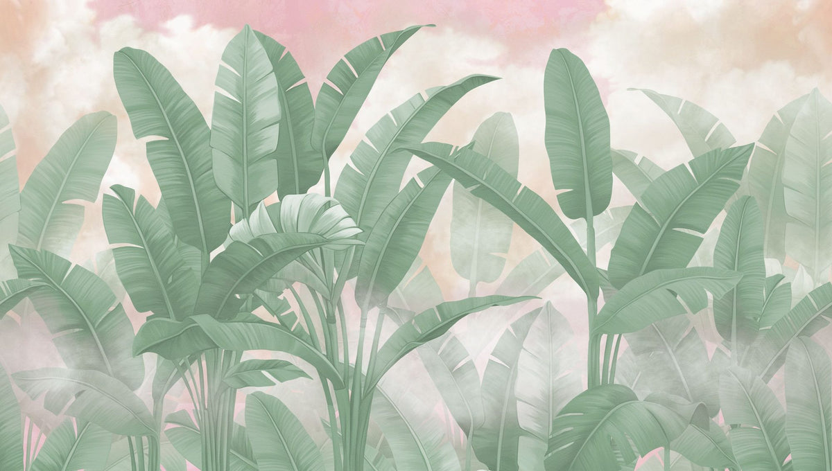 Banana Palms, Sunset Mural Wallpaper - pure wallpaper artwork