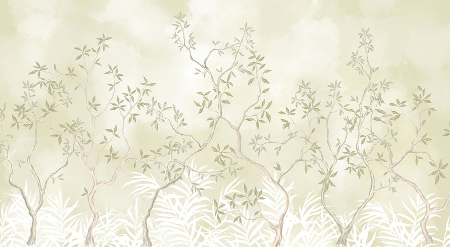 Watercolor Botanicals Mural Wallpaper