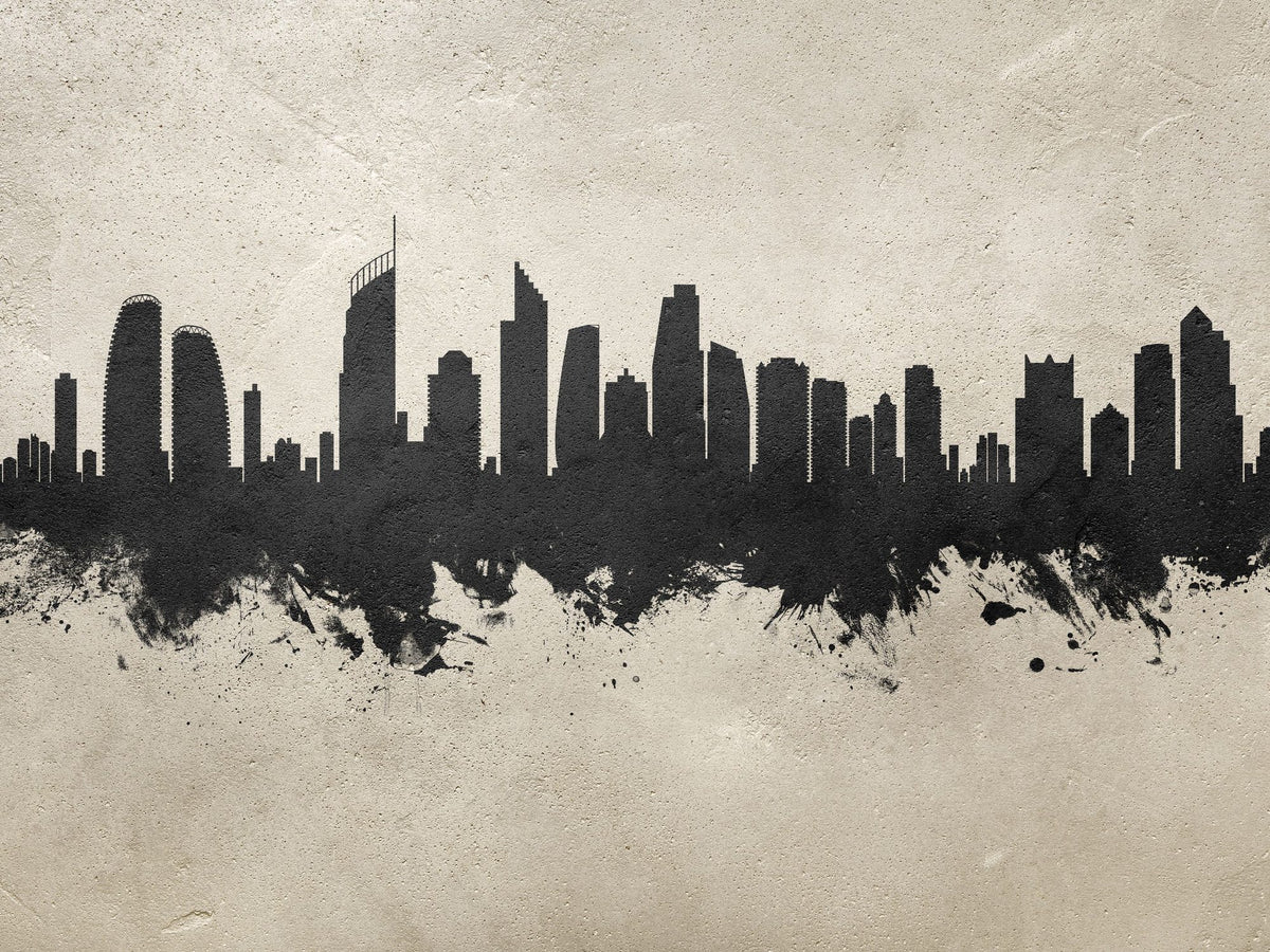 Gold Coast Australia Skyline Concrete Mural Wallpaper - pure wallpaper artwork