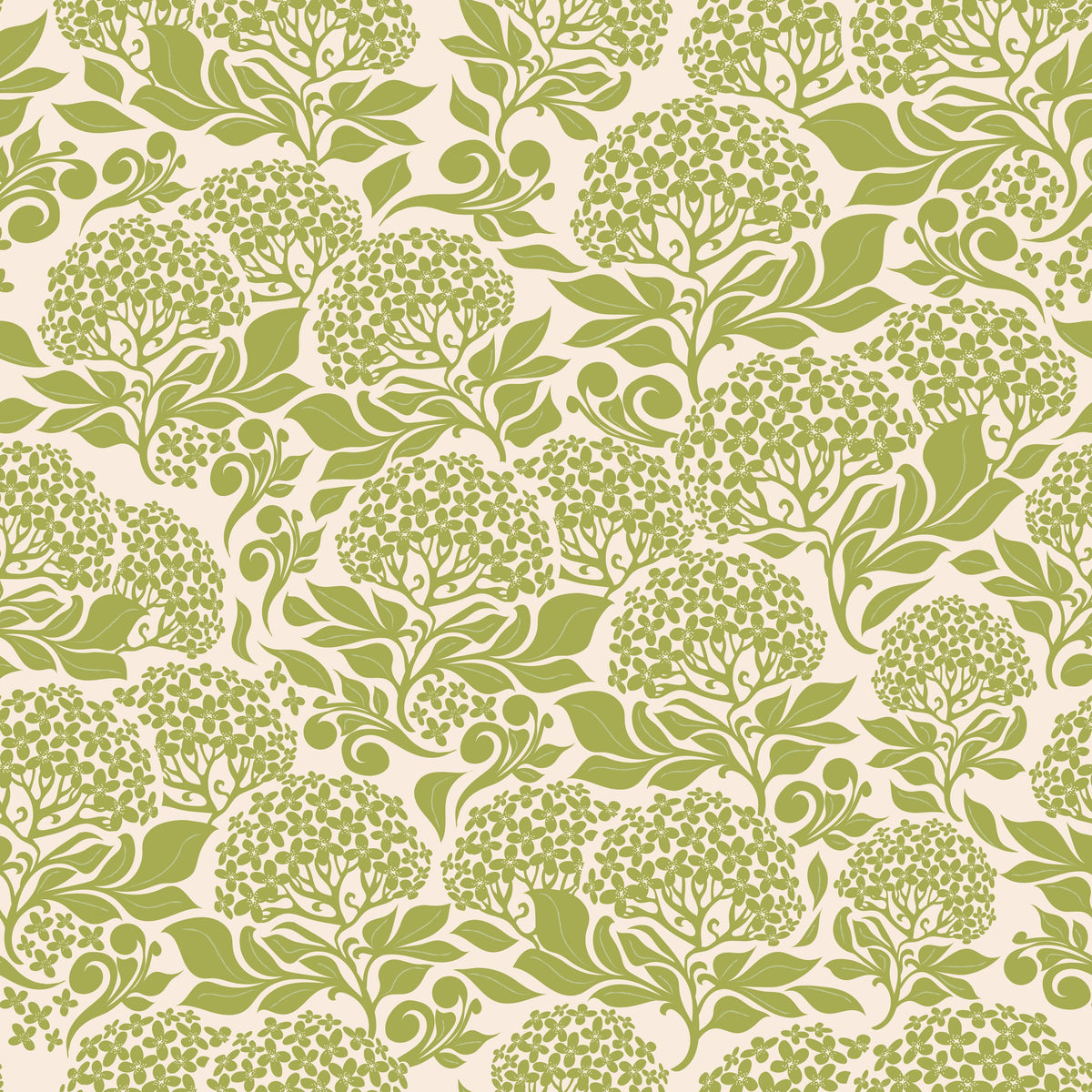 Hydrangea, Fresh Green Mural Wallpaper - pure wallpaper artwork