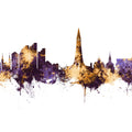 Reykjavík Skyline Purple & Gold Mural Wallpaper - pure wallpaper artwork
