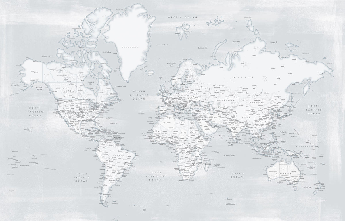 World Map Cities - Maeli Cold Mural Wallpaper - pure wallpaper artwork