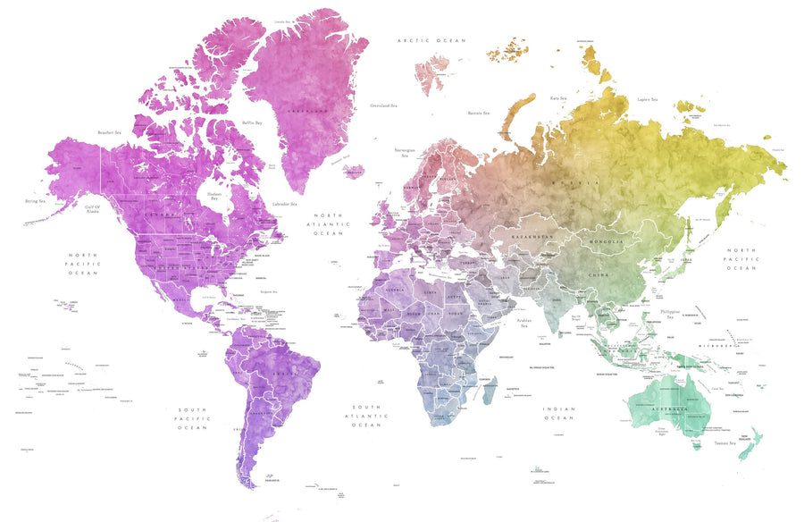 World Map - Leo Mural Wallpaper