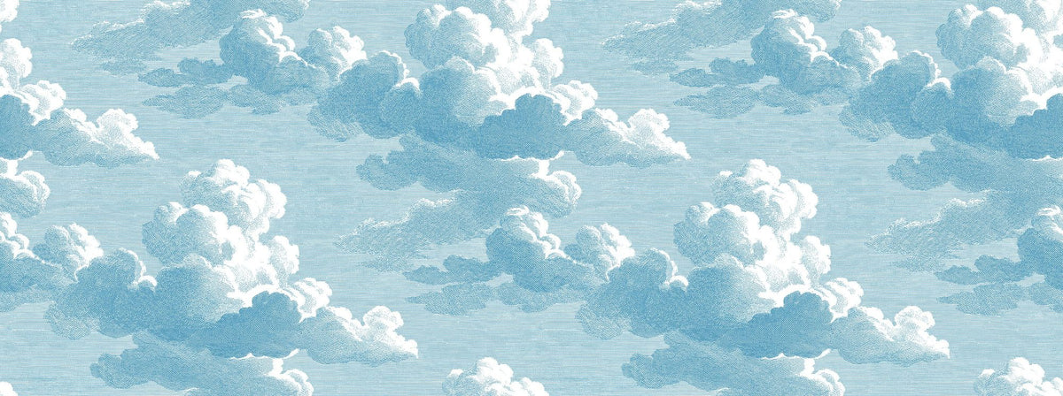 Intaglio Clouds, Washed Demin Mural Wallpaper - pure wallpaper artwork