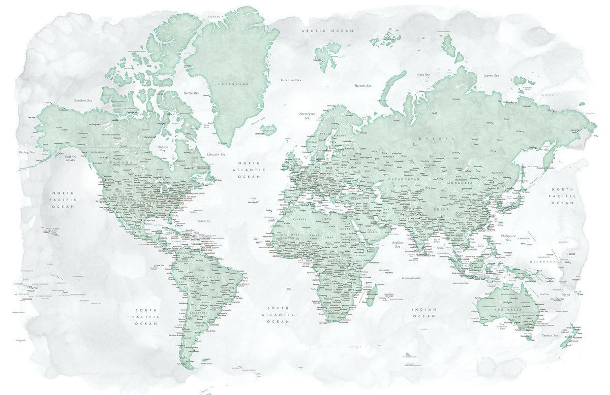 World Map Cities - Uzuri Mural Wallpaper - pure wallpaper artwork