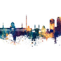 Damascus Syria Skyline Blue & Bronze Mural Wallpaper - pure wallpaper artwork
