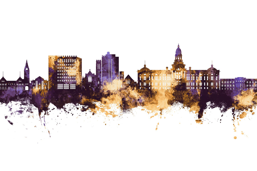 Cheyenne Wyoming Skyline Purple & Gold Mural Wallpaper