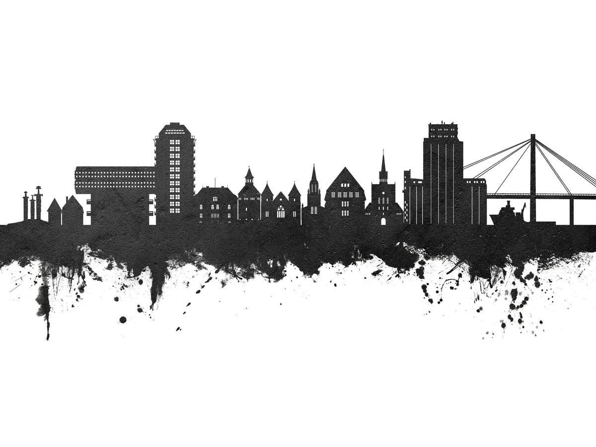 Stavanger Norway Skyline Black & White Mural Wallpaper - pure wallpaper artwork