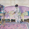 Woman Seated on Interior Sofa Mural Wallpaper - pure wallpaper artwork