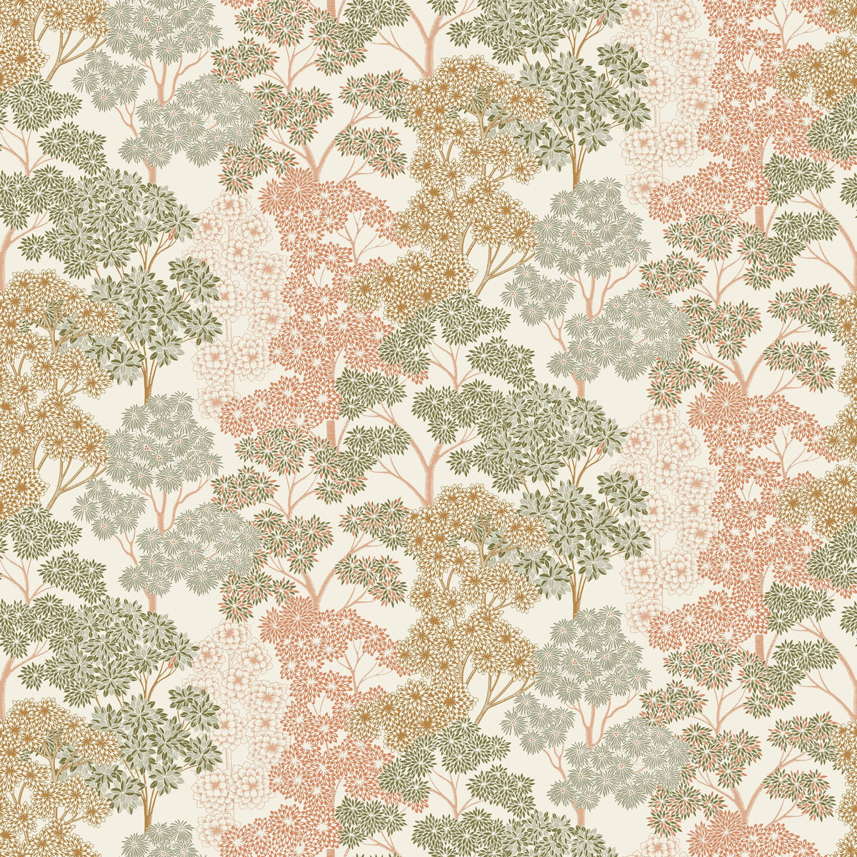 Overleaf Woodland Pattern, Green Mural Wallpaper - pure wallpaper artwork