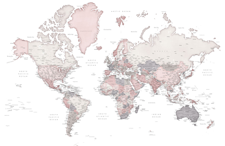 World Map Cities - Betsy Mural Wallpaper