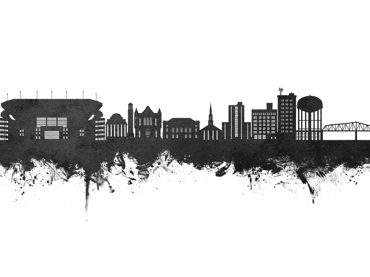 Tuscaloosa Alabama Skyline Black & White Mural Wallpaper - pure wallpaper artwork