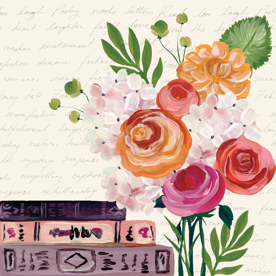 Books and Blooms II Mural Wallpaper