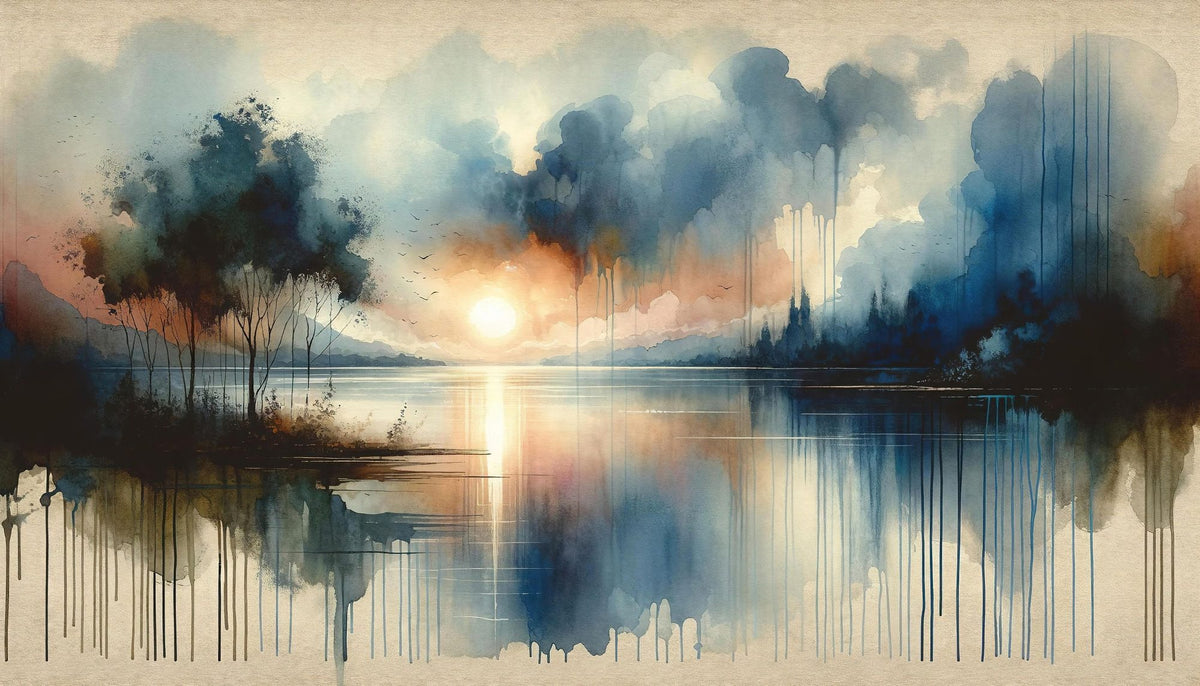 Watercolor Abstract Lake Mural Wallpaper - pure wallpaper artwork