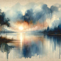 Watercolor Abstract Lake Mural Wallpaper - pure wallpaper artwork