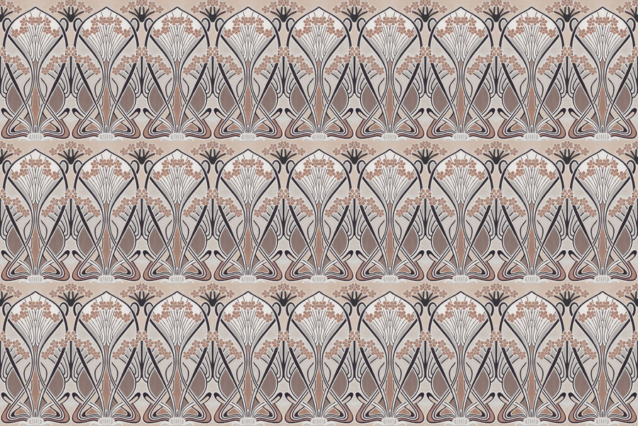 Floral Art Deco Aura, Walnut Dust Mural Wallpaper