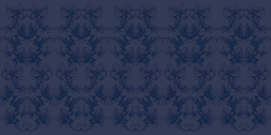 Flower Bridges Blue Mural Wallpaper