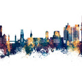 Duisburg Germany Skyline Blue & Bronze Mural Wallpaper - pure wallpaper artwork