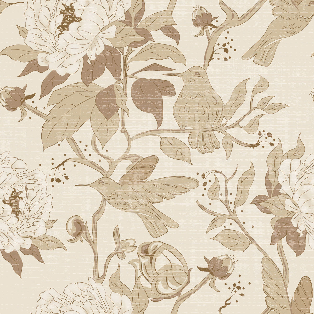 Peony Toile, Beige Mural Wallpaper - pure wallpaper artwork