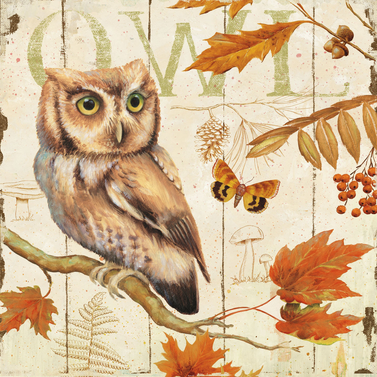 Owl Lodge I Mural Wallpaper - pure wallpaper artwork