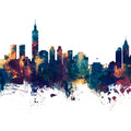 Taipei Taiwan Skyline Blue & Bronze Mural Wallpaper - pure wallpaper artwork