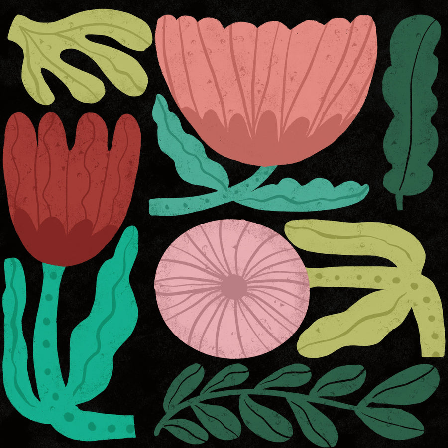 Flower Toss II Mural Wallpaper