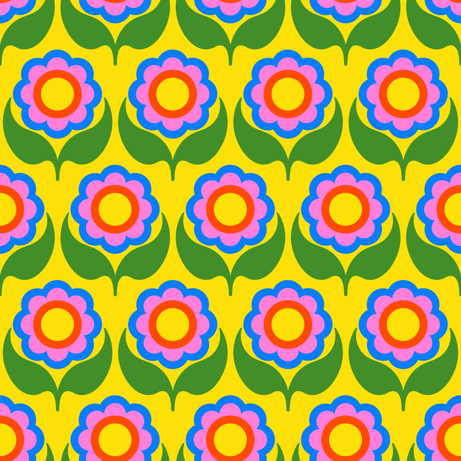 70's Fun Flowers, Pop Mural Wallpaper