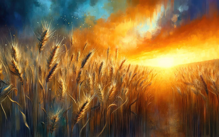 Wheat Field At a Radiant Sunset Mural Wallpaper