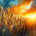 Wheat Field At a Radiant Sunset Mural Wallpaper - pure wallpaper artwork