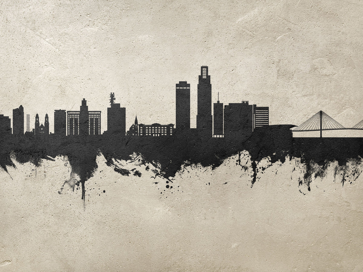 Omaha Nebraska Skyline Concrete Mural Wallpaper - pure wallpaper artwork
