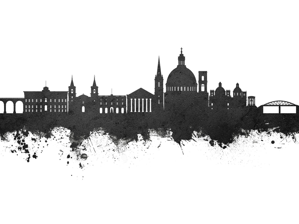 Valletta Malta Skyline Black & White Mural Wallpaper - pure wallpaper artwork