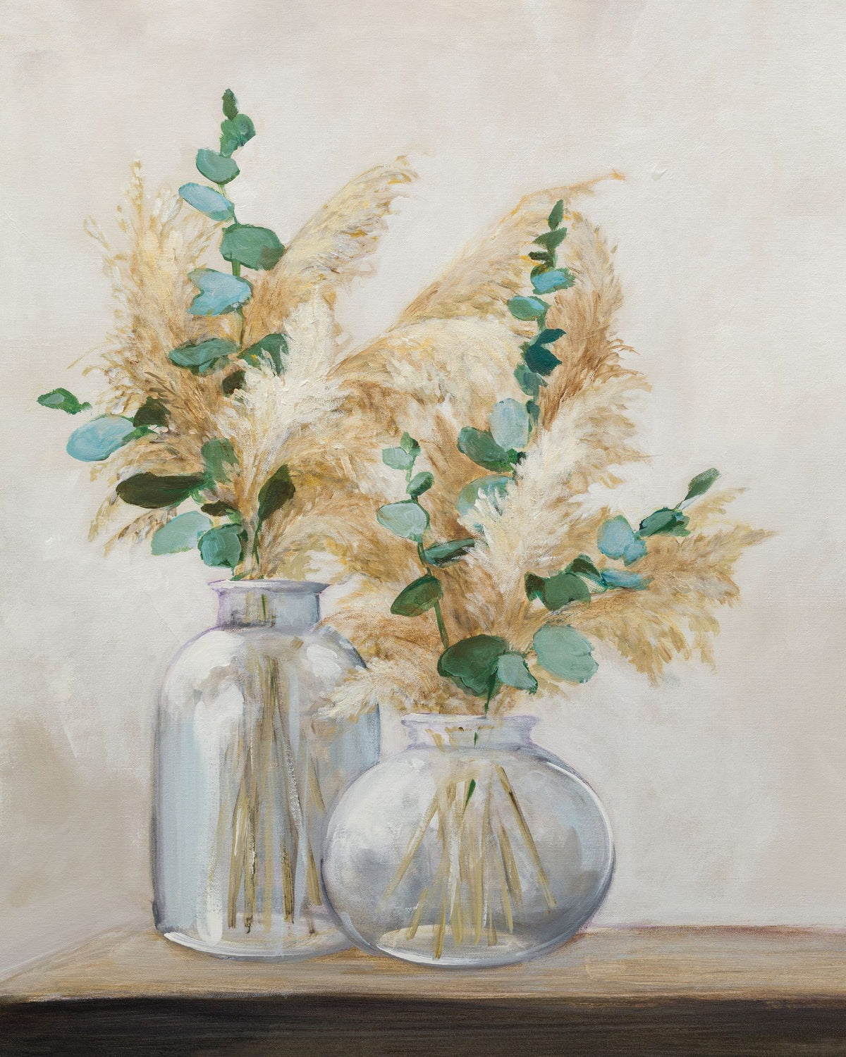 Pampas and Eucalyptus Bouquets Mural Wallpaper - pure wallpaper artwork