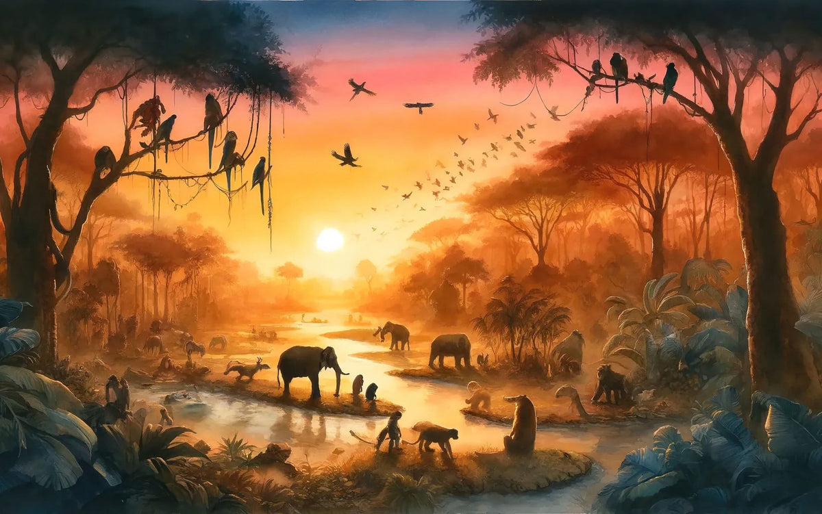 Twilight Serenity in the Jungle Abode Mural Wallpaper - pure wallpaper artwork