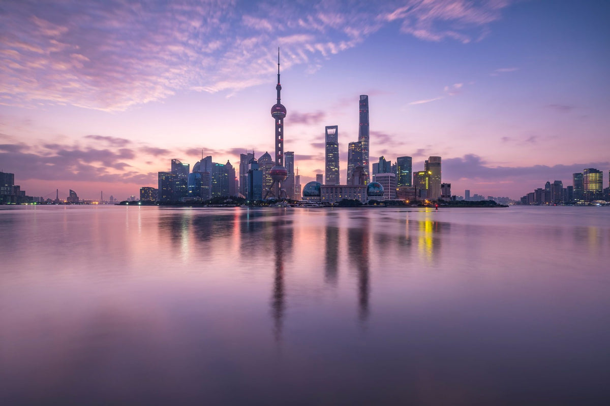 Pudong Sunrise Pink Mural Wallpaper - pure wallpaper artwork