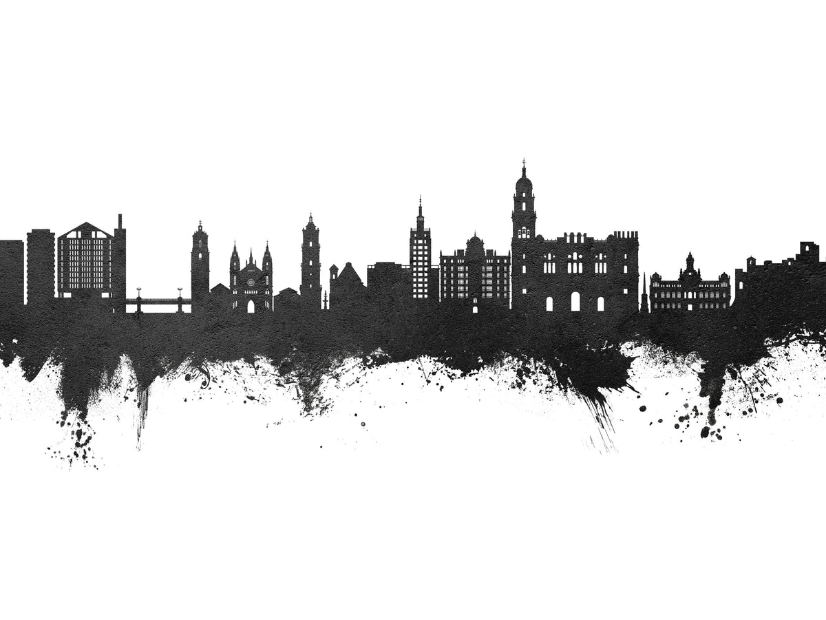 Málaga Spain Skyline Black & White Mural Wallpaper - pure wallpaper artwork