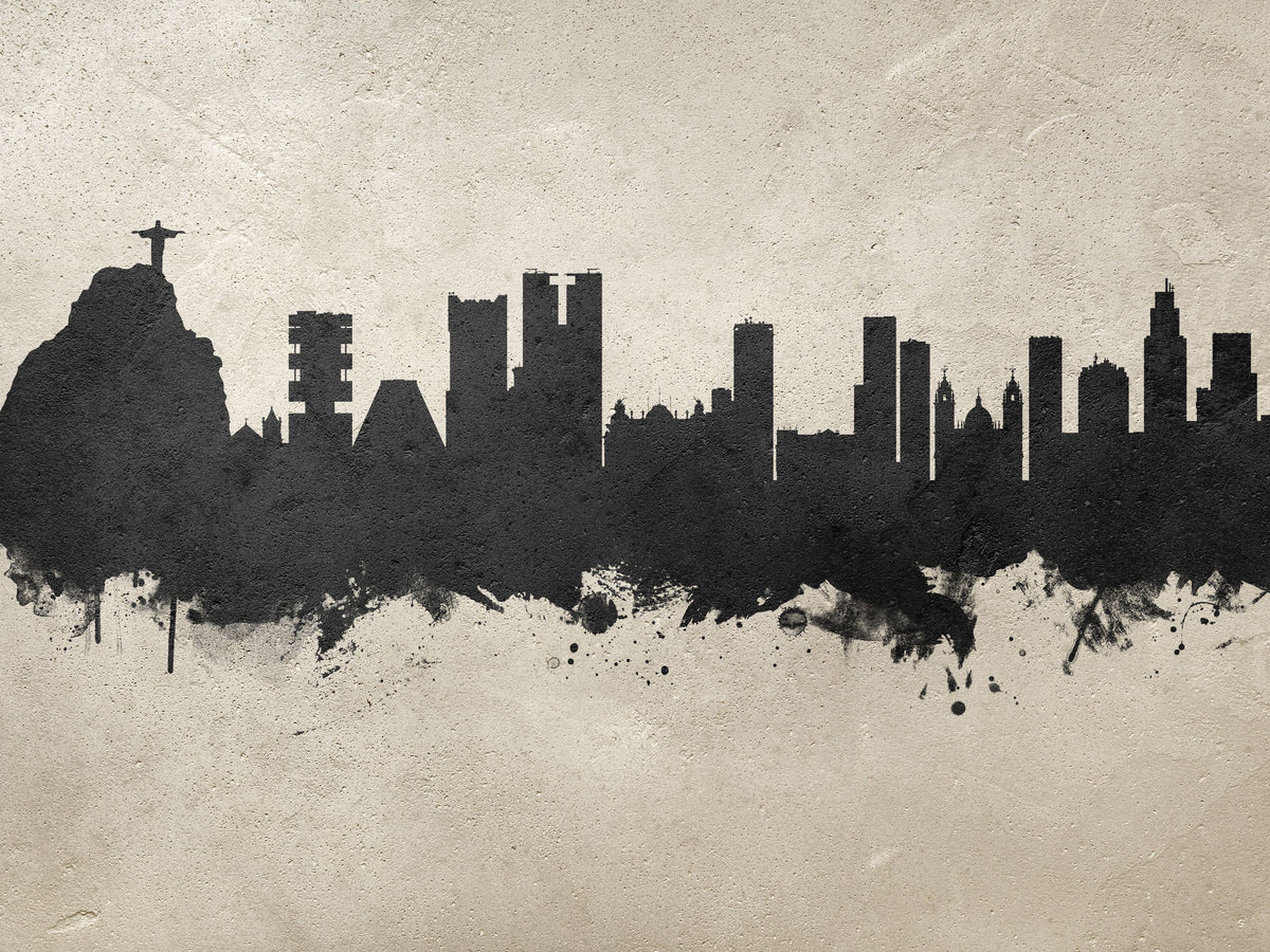 Rio De Janeiro Brazil Skyline Concrete Mural Wallpaper - pure wallpaper artwork