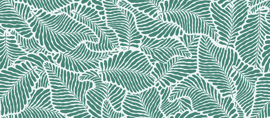 Fern Cut-Outs Pattern, Fresh Evergreen Mural Wallpaper