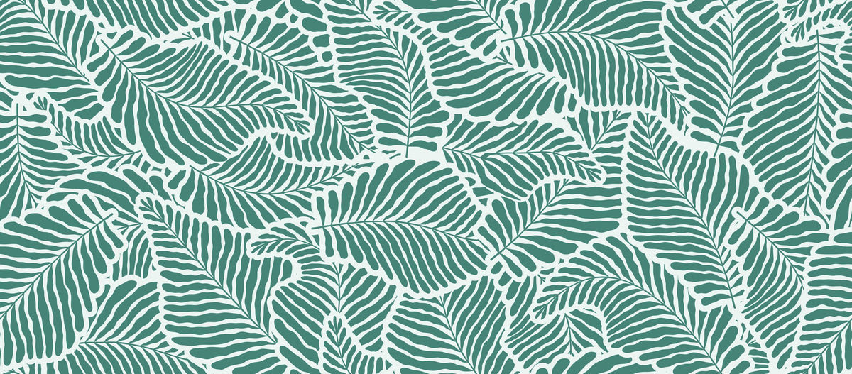 Fern Cut-Outs Pattern, Fresh Evergreen Mural Wallpaper - pure wallpaper artwork