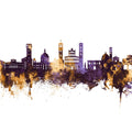 Lucca Italy Skyline Purple & Gold Mural Wallpaper - pure wallpaper artwork