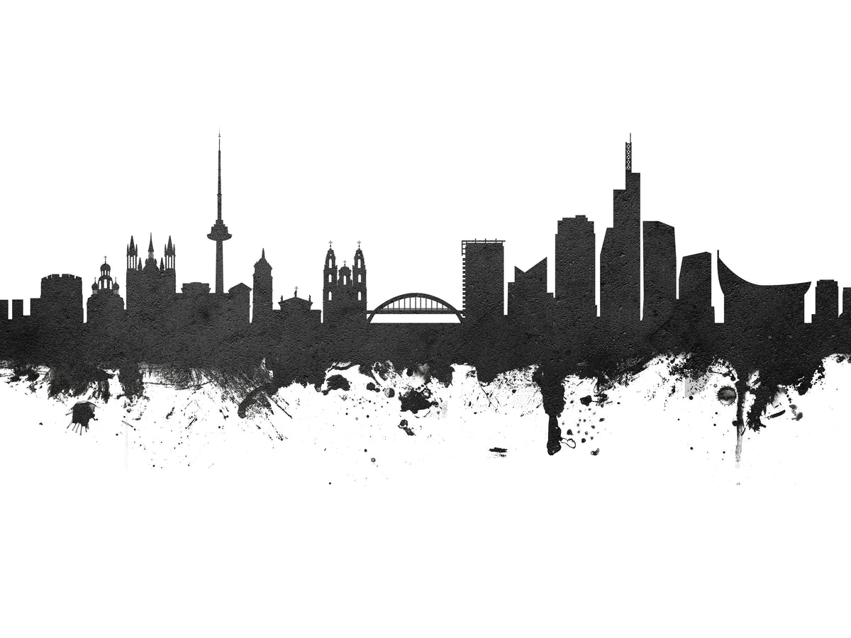 Vilnius Lithuania Skyline Black & White Mural Wallpaper - pure wallpaper artwork