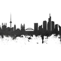Vilnius Lithuania Skyline Black & White Mural Wallpaper - pure wallpaper artwork