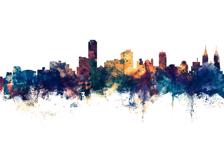 Adelaide Australia Skyline Blue & Bronze Mural Wallpaper