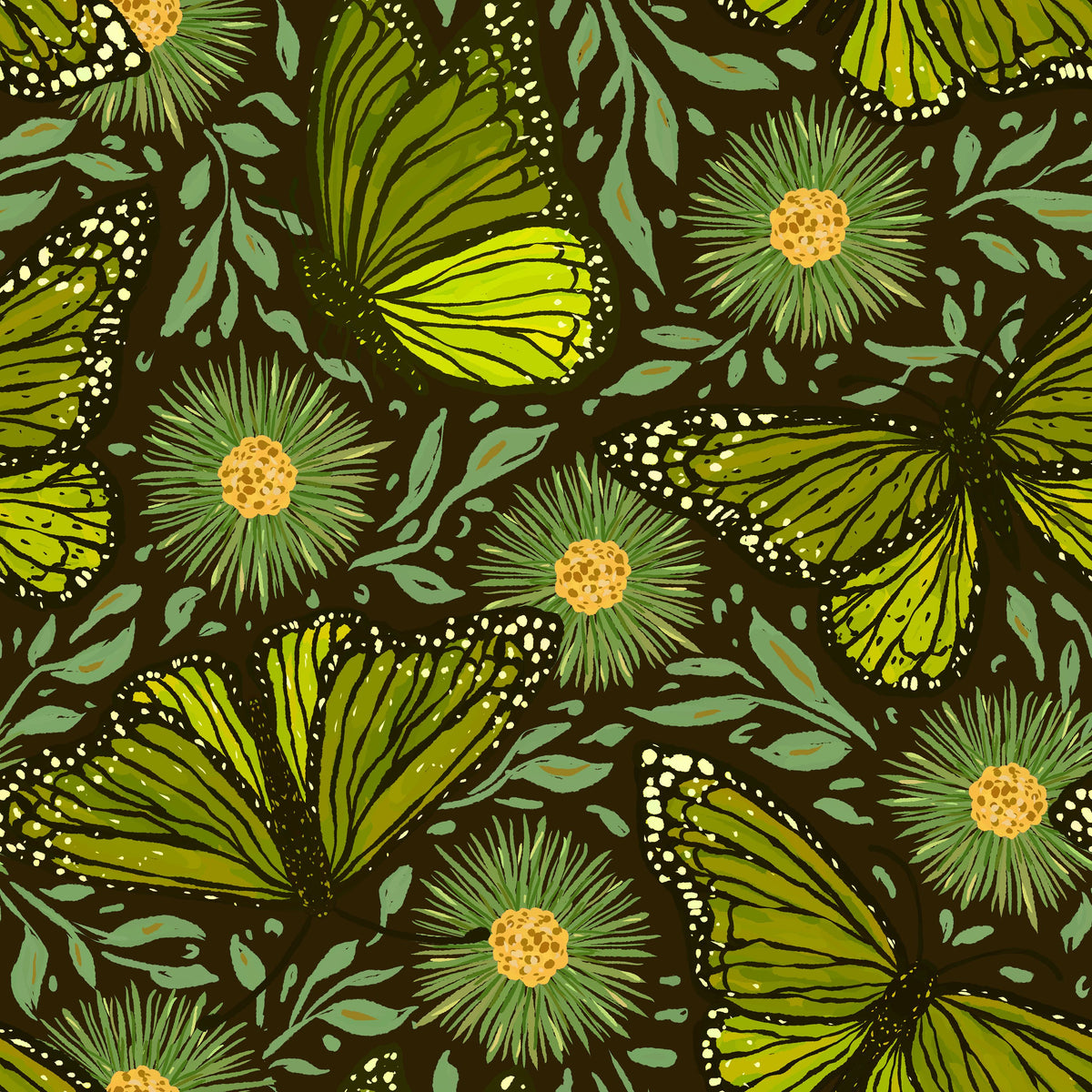 Papillion II, Avocado Green Mural Wallpaper - pure wallpaper artwork