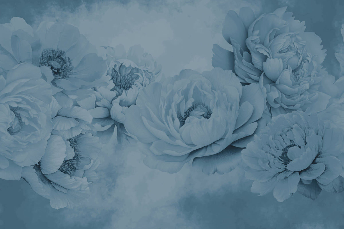 Transcendent Peony, French Blue Mural Wallpaper - pure wallpaper artwork