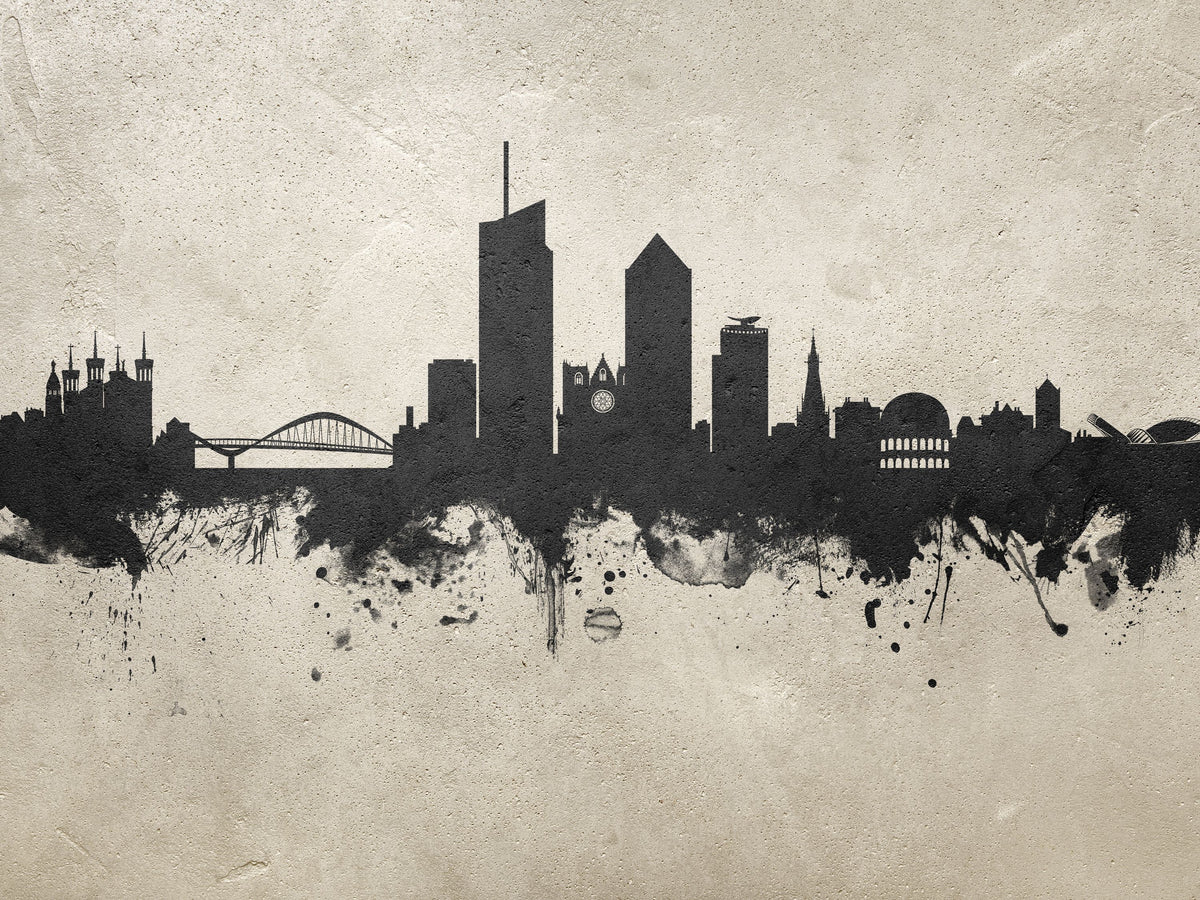 Lyon France Skyline Concrete Mural Wallpaper - pure wallpaper artwork