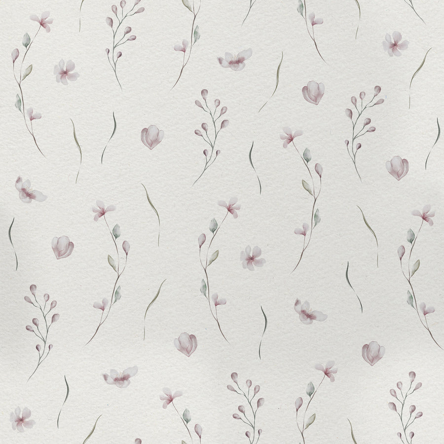 Fragile Flowers White Mural Wallpaper