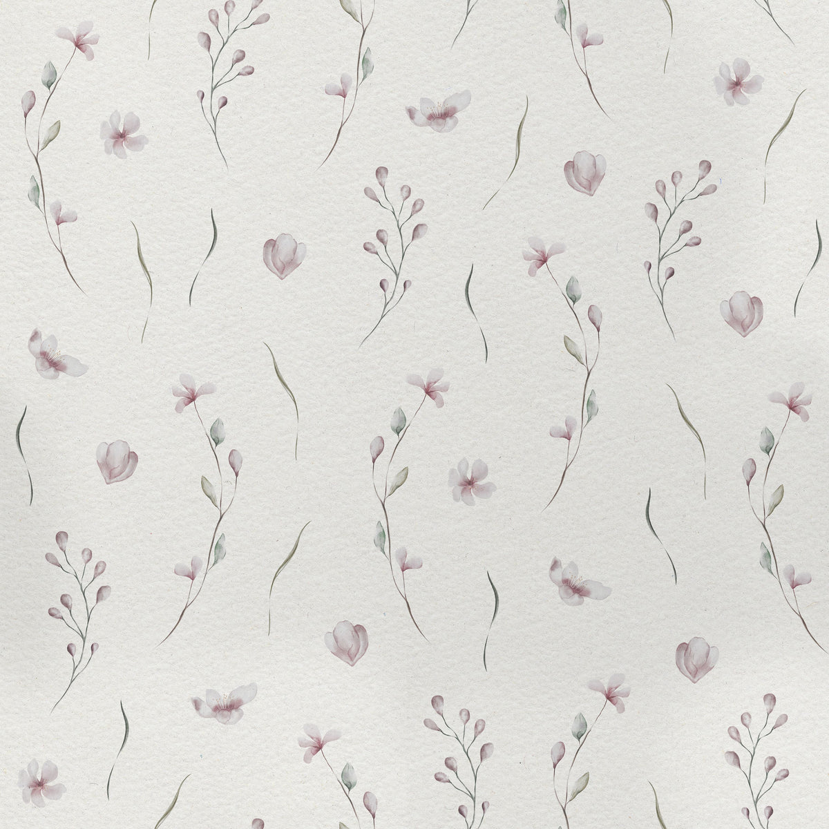 Fragile Flowers White Mural Wallpaper - pure wallpaper artwork