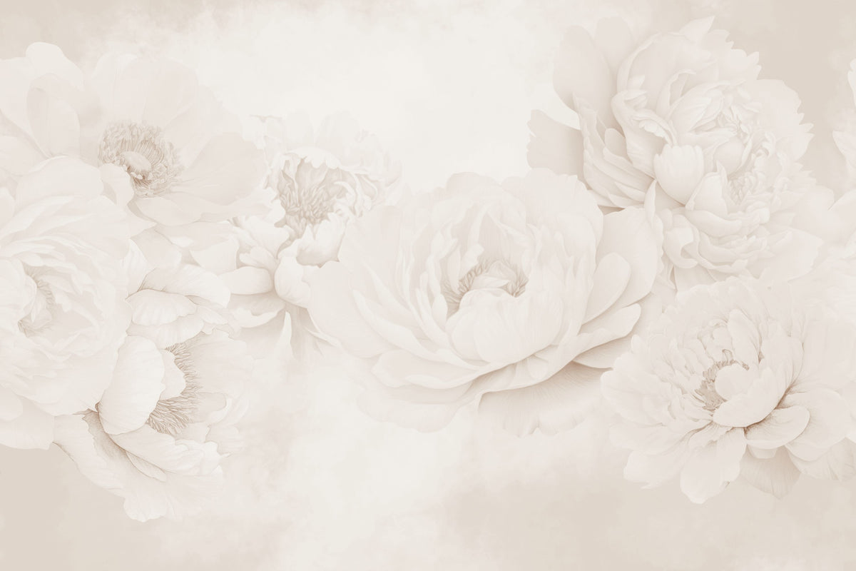 Transcendent Peony, Sepia Mural Wallpaper - pure wallpaper artwork